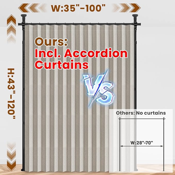 100% Blackout Room Divider Curtains Sets Cream White W100 x L84 in, 1 Panel
