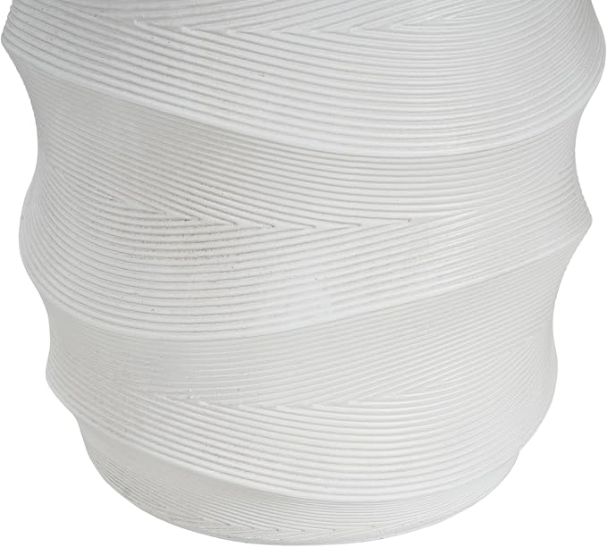 Christopher Knight Home Janna MGO Outdoor Side Table, Round Patio Decorative Small End Table with Layered Surface, Lightweight Concrete Garden Accent Table for Patio Balcony, No Assembly, White