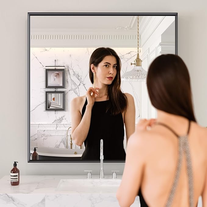 LOAAO Black Bathroom Mirror 36"X36"