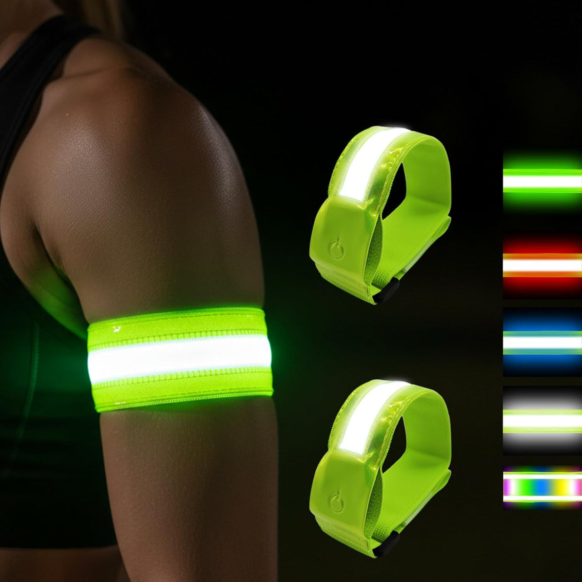 Skiennix LED Armband - Rechargeable & Adjustable Running Lights | High Visibility Safety Gear for Night Activities