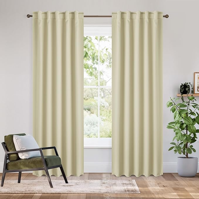 RYB HOME Bedroom Blackout Curtains 80 inches Long, 100% Blackout Thermal