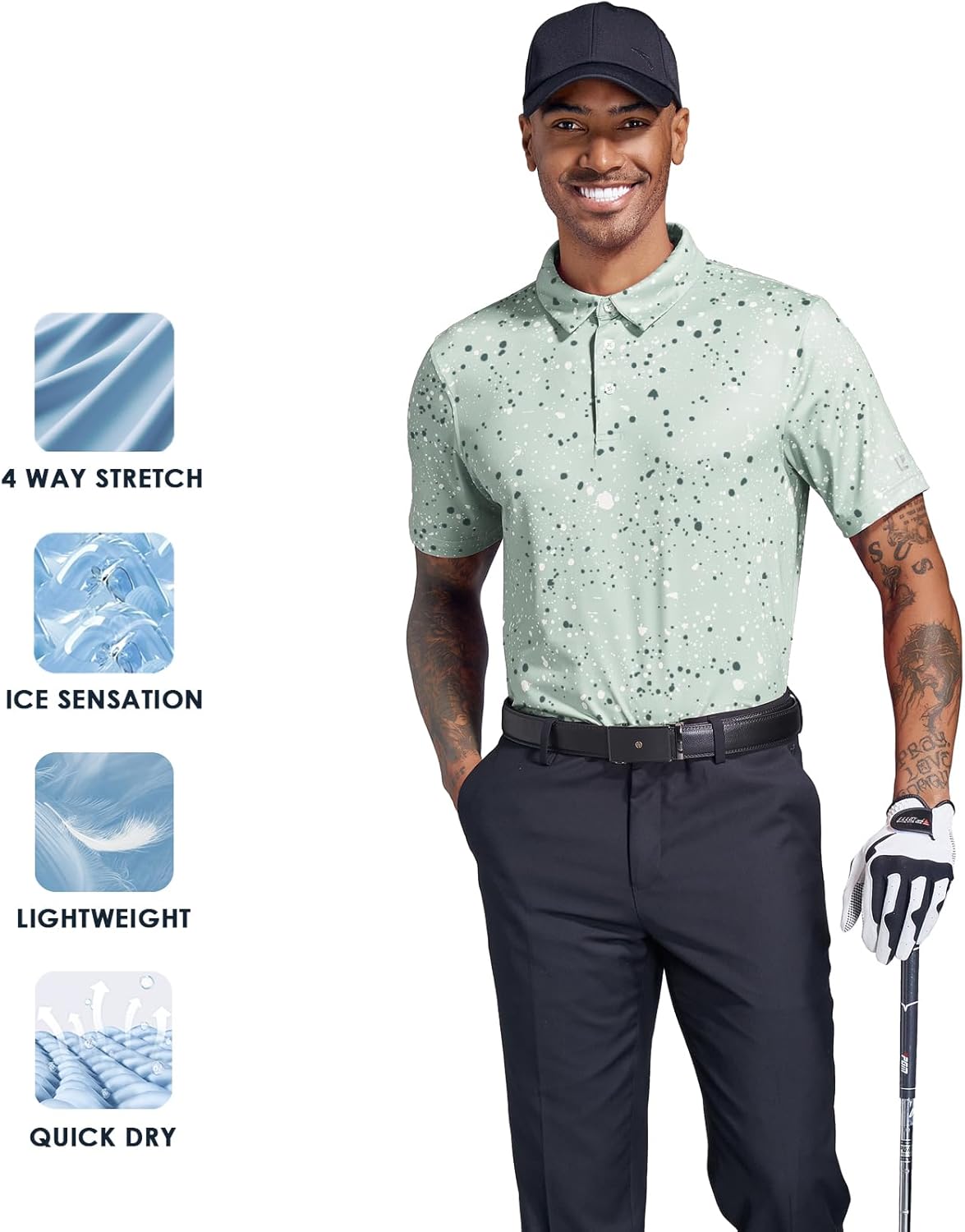 Skiennix Golf Shirt for Men - Dry Fit Performance Short Sleeve Moisture-Wicking Polo