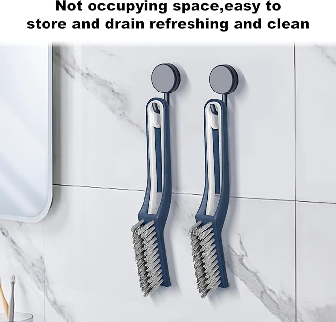 Cleaning Brush - QAGOBDI Hard Bristle Crevice Cleaning Brush for Household, Bathroom, 2 PCS Bathroom Gap Brush with Long Gandle Embedded Stolen Goods Clip