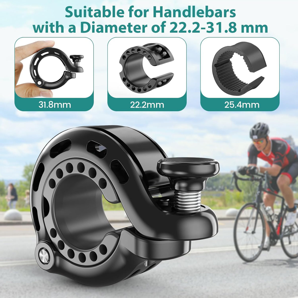 Topcrown Bike Bell - High-Volume Aluminum Alloy Bicycle Horn for Adults & Kids | Fits 22.2-31.8 mm Handlebars