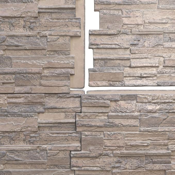 EverStone Cascade Faux Stone Panel, 48 5/8"W x 24 3/4"H x 1 1/4"D, Polermo Color