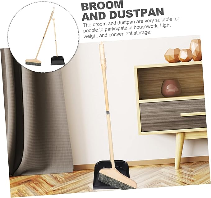 1Set Broom and Dustpan with Long Handle Durable Household Cleaning Tool for Home Office Kitchen Easy to Use Dustpan and Brush for Efficient Garbage Collection