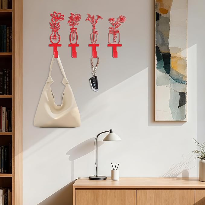Decorative Wall Hooks, Metal Flowers Wall Decor
