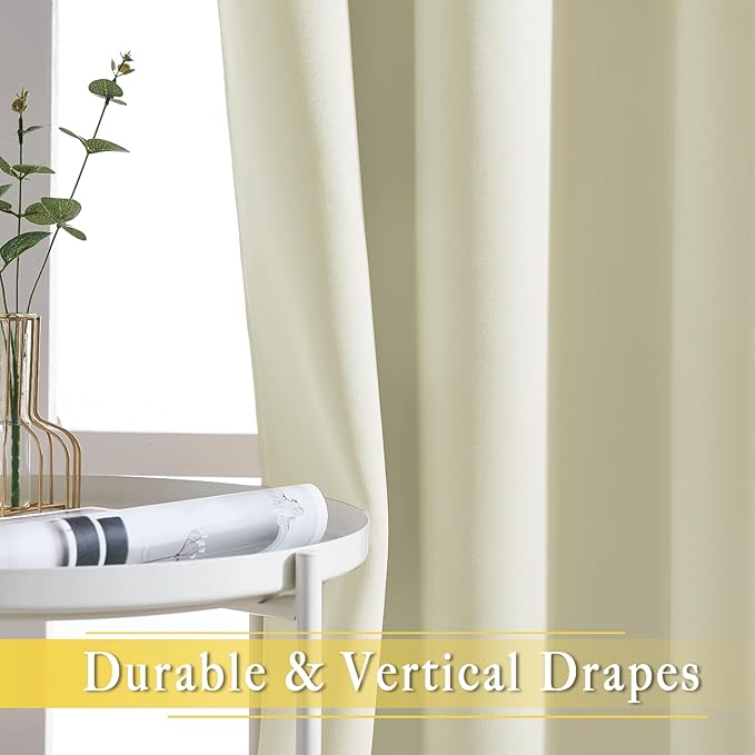 NICETOWN Room Darkening Beige Curtain 80 inch Length, Grommet Thermal Insulated