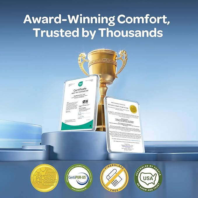 OhGeni 10 Inch Queen Size Mattress, Cooling Gel Memory Foam Bed Mattresses in a Box, Cool Touch Surface, Medium Feel, Ergonomic Support, Pressure Relief, CertiPUR-US Certified Foam, Designed in USA