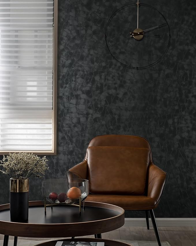 Yasinet Peel and Stick Wallpaper Black Removable Wallpaper Modern Black Contact