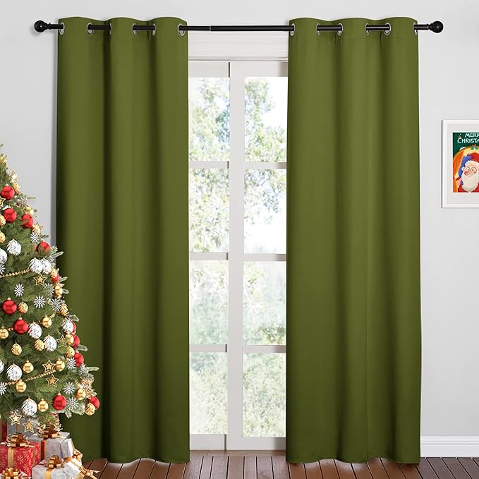 NICETOWN Holiday Christmas Decor Thermal Insulated Solid Grommet Blackout