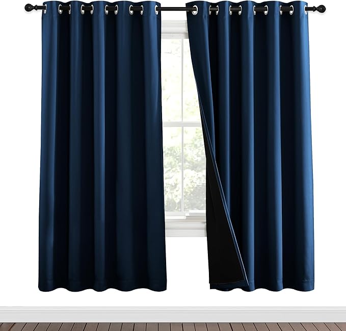 NICETOWN Moroccan Blue Full Shade Curtain Panels, Pair of Energy Smart & Noise