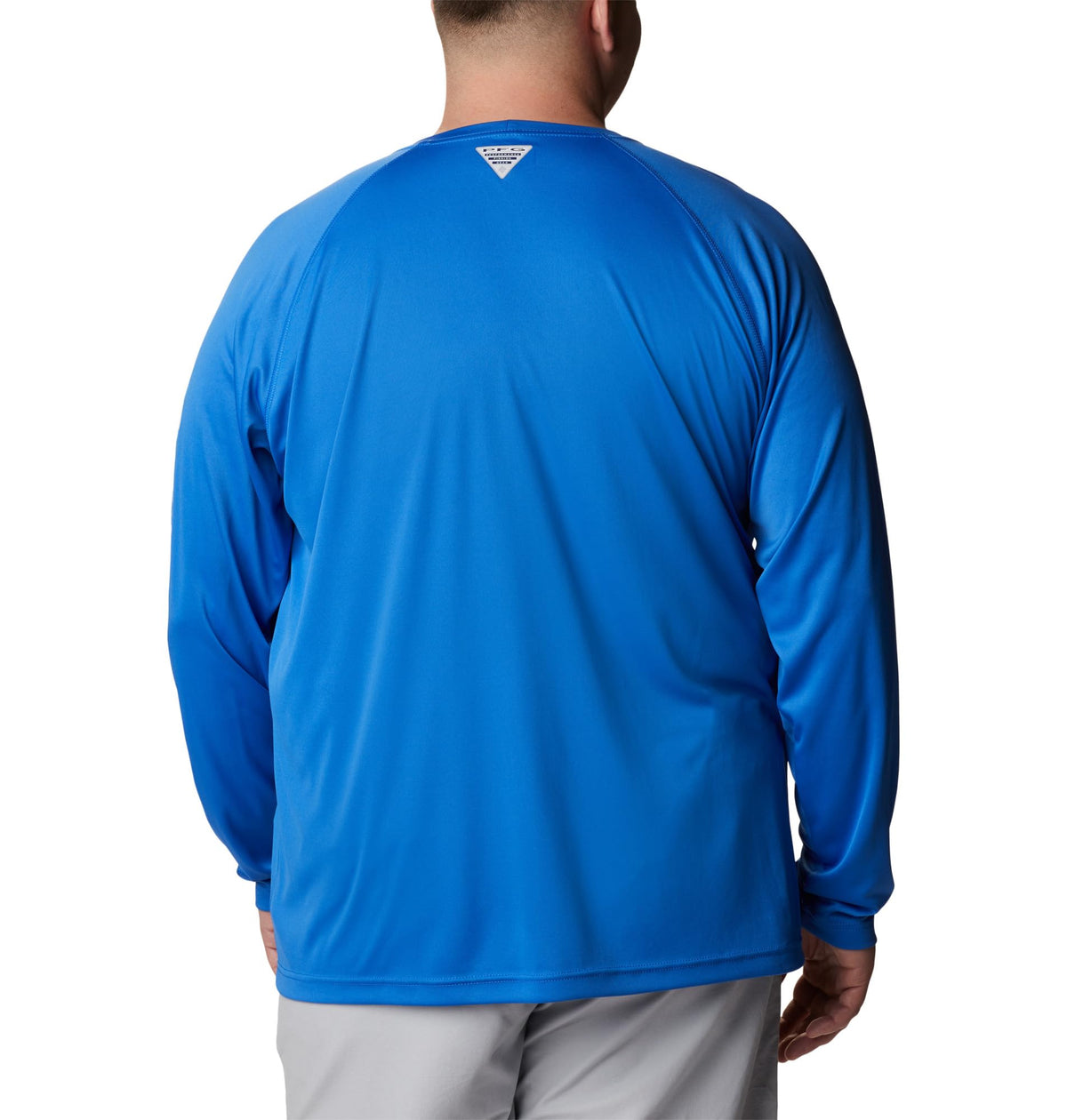 Columbia Men's PFG Terminal Tackle Long Sleeve Fishing Shirt, Vivid Blue/Cool Grey Logo, Large Tall