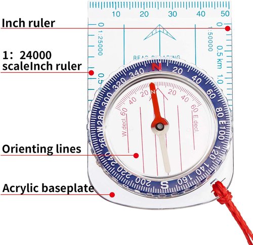 BBTO Orienteering Compass Set - 9 Waterproof Compasses for Hiking, Camping & Map Reading