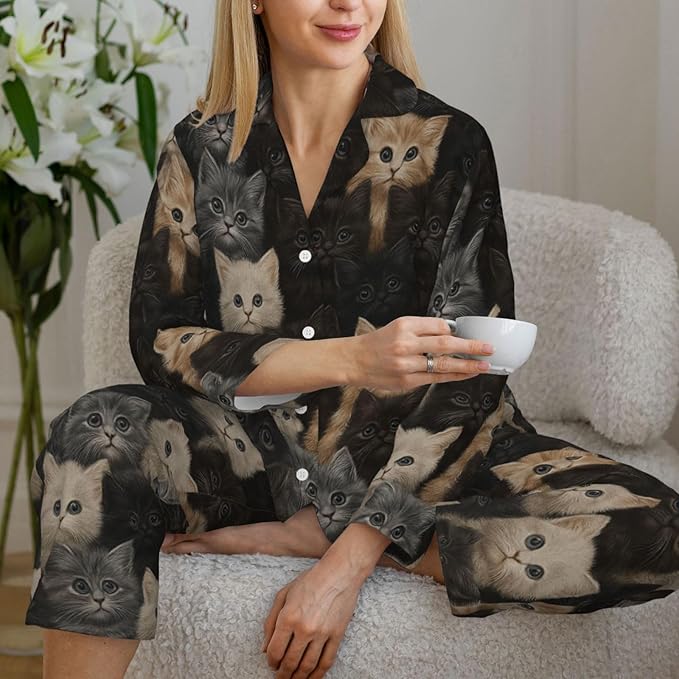 Retro Bee And Floral Women'S Pajama Sets Ultra-Soft Printed Sleepwear