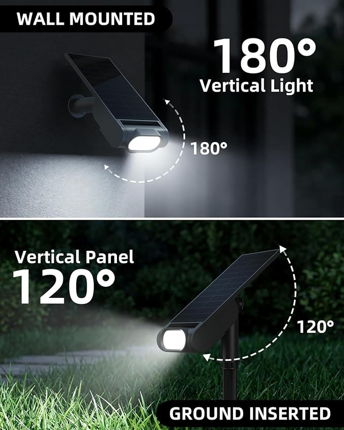 EZVALO Solar Spot Lights Outdoor IP67 Waterproof, Adjustable Solar Landscape Lights, 3 Lighting Modes Solar Spotlights for Outside Yard Garden Plant Trees Pathway Flag (Warm White-4Pack)
