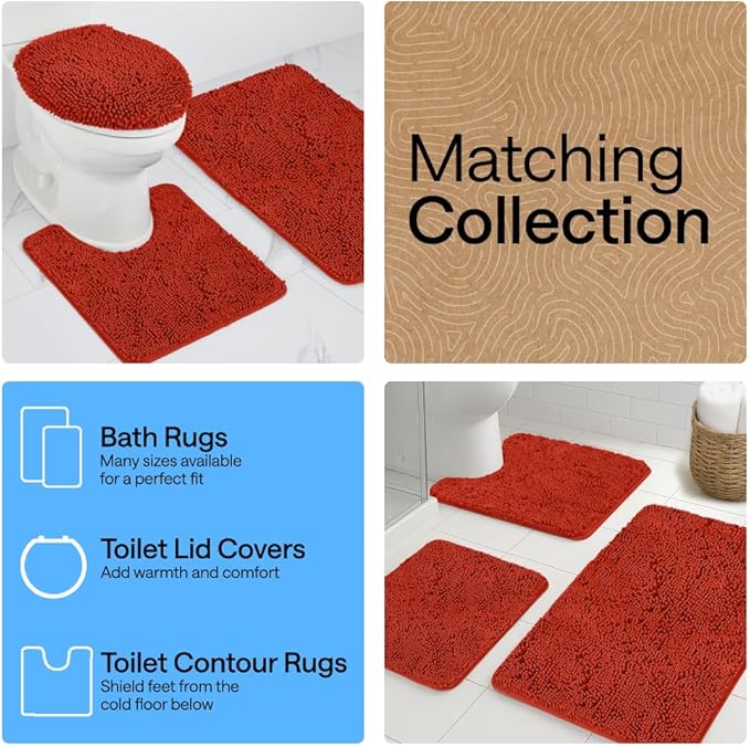 GORILLA GRIP Bath Rug Mat 36x24, Soft Absorbent Chenille, Quick Dry Microfiber Mats, Rubber Backing Washable Shower Floor Rugs, Bathmat Runner, US Designed Bathroom Home Accessories Sunset Orange
