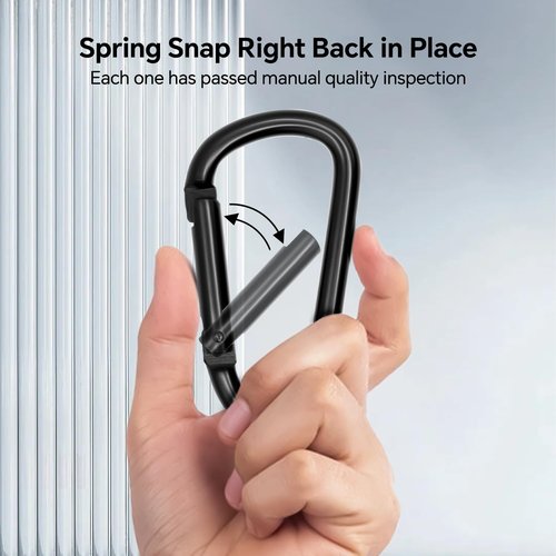 All Black Carabiner Clip Assorted Sizes, Includes 2 Inch Carbineers, Small 2.3" D Ring Clip, Large 3 Inch Carabiner Heavy Duty, Aluminum Caribiner Keychain Hook for Backpack Camping(Black-Comb 12pcs)