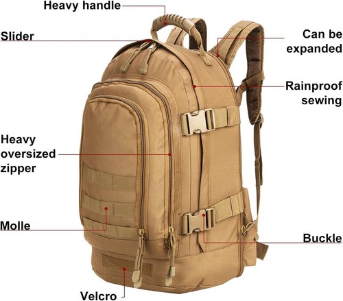 TheKidsRefined Large Tactical Expandable Backpack 39L-64L Military Bug Out Bag With Waist Strap