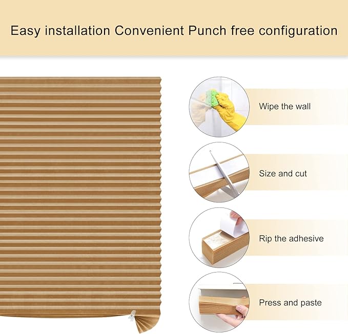 Window Blinds Cordless No Drill Cut to Size Clip On Stick On Self Adhesive