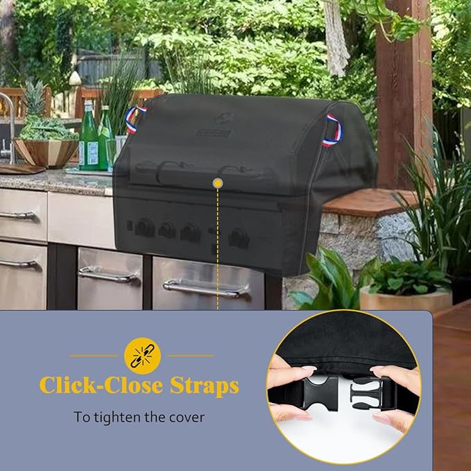 Built in Grill Cover for Outdoor Grill, 32 Inch BBQ Grill Top Cover for Most 29-31 Inch 4 Burner Built in Grill, Heavy Duty Waterproof Outdoor Kitchen & Grill Head Cover - 32"W x 26"D x 24"H