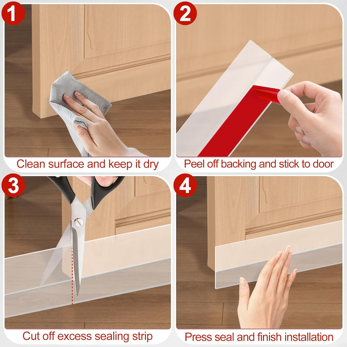 MYFAMIREA Door Weather Stripping 2IN (W) x 10FT (L) Door Draft Stopper Seal Tape Silicone Seal Strip Self Adhesive Shower Sweep Insulation Tape Side Bottom Strip for Sliding Glass Window Gap, Clear