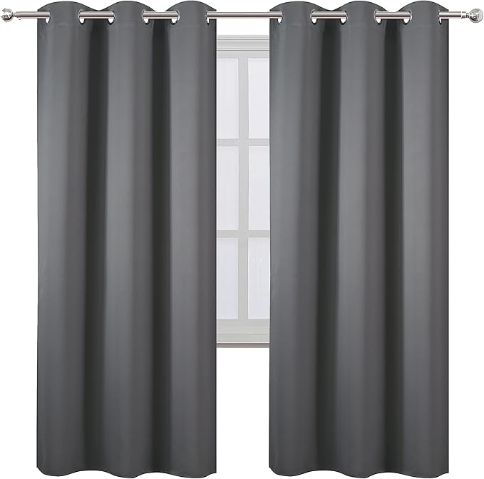 LEMOMO Grey Thermal Blackout Curtains/42 x 72 Inch/Set of 2 Panels Room
