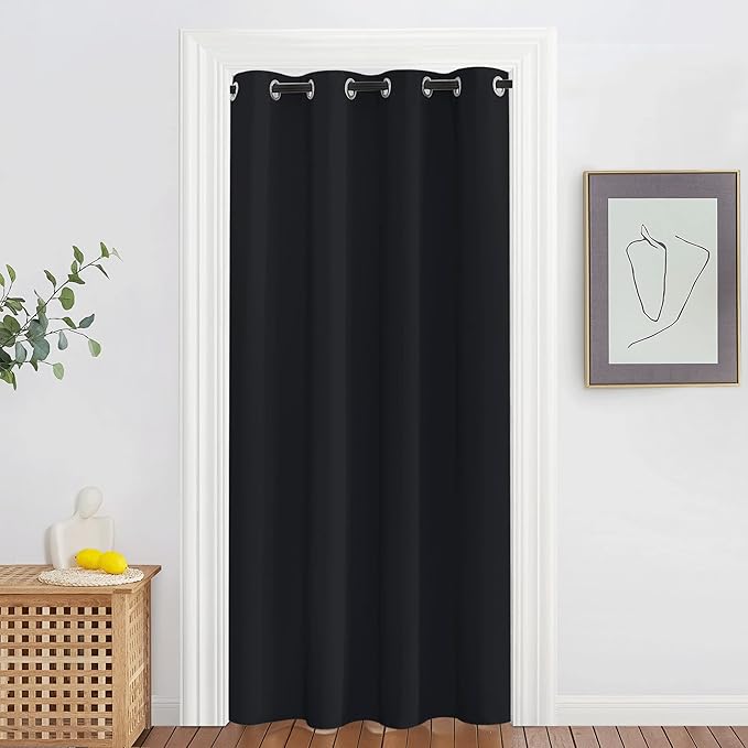 NICETOWN Black Blackout Curtain 78 inches Long