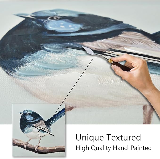 JolyWell Hand-Painted Bathroom bird wall artt, Sparrow canvas Wall Picture