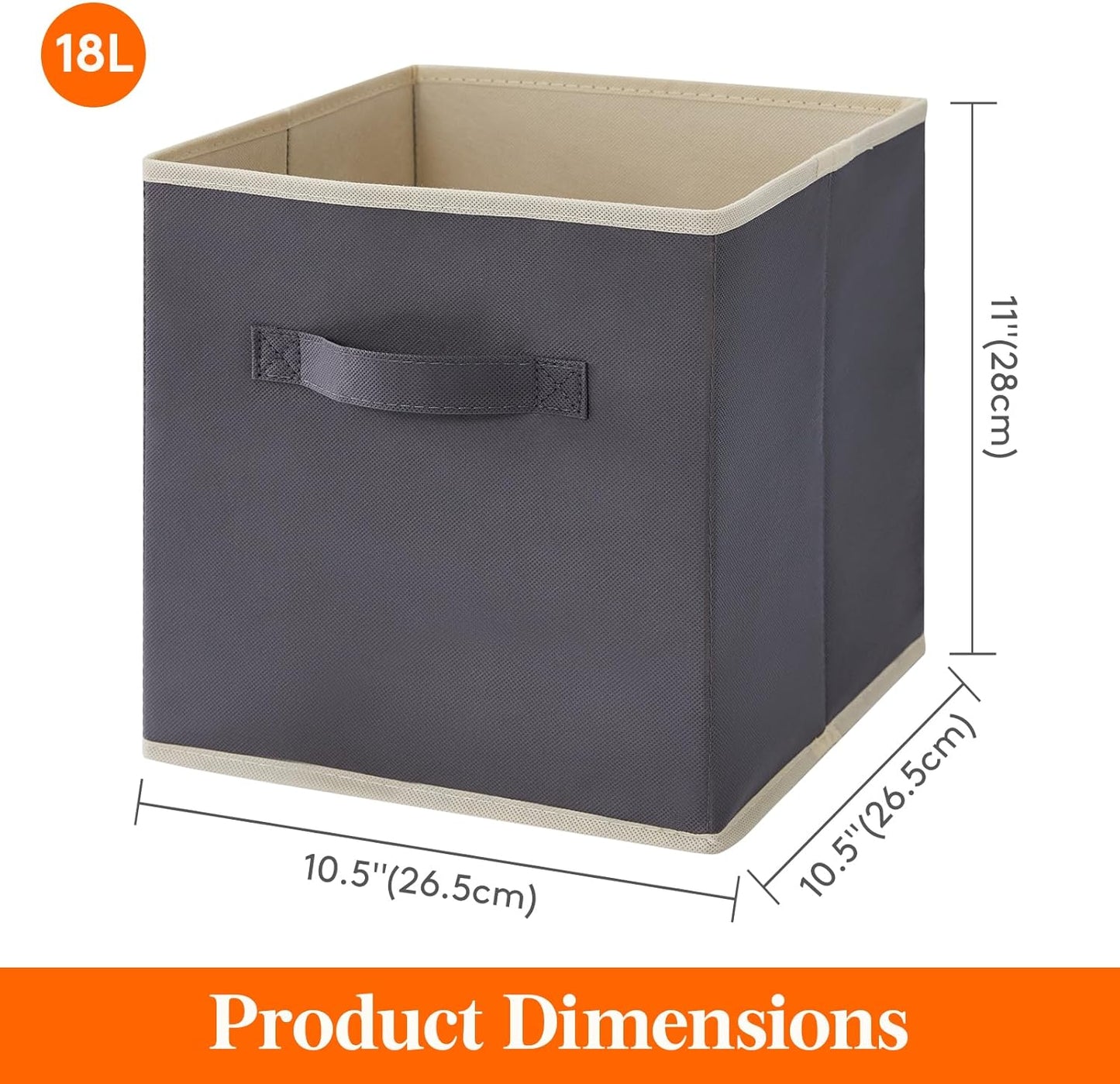 Lifewit 12 Packs Storage Cubes, 11 Inch Cube Storage Bins, Foldable Decorative Fabric Storage Baskets for Organizing Home Organizers with Handles for Shelves, Closet, Grey
