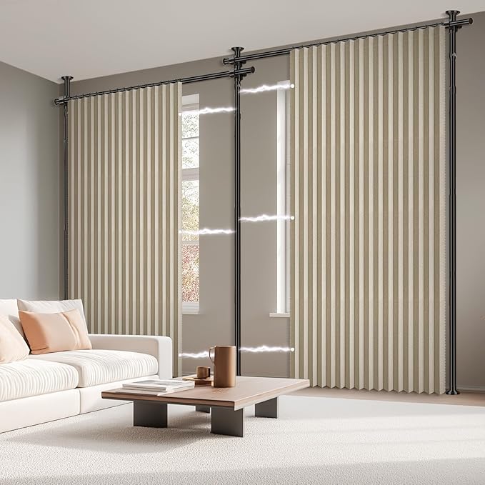 100% Blackout Room Divider Curtains Sets Beige W100 x L96 in, 2 Panels Curtain