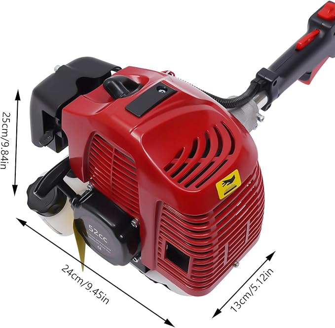 52cc 2-Stroke Gas Power Hand Held Sweeper Broom Driveway Turf Artificial Grass Power Broom Air-Cooled Driveway Cleaning Tools Broom Sweeper Cordless with Extra Hand Puller & Air Filter