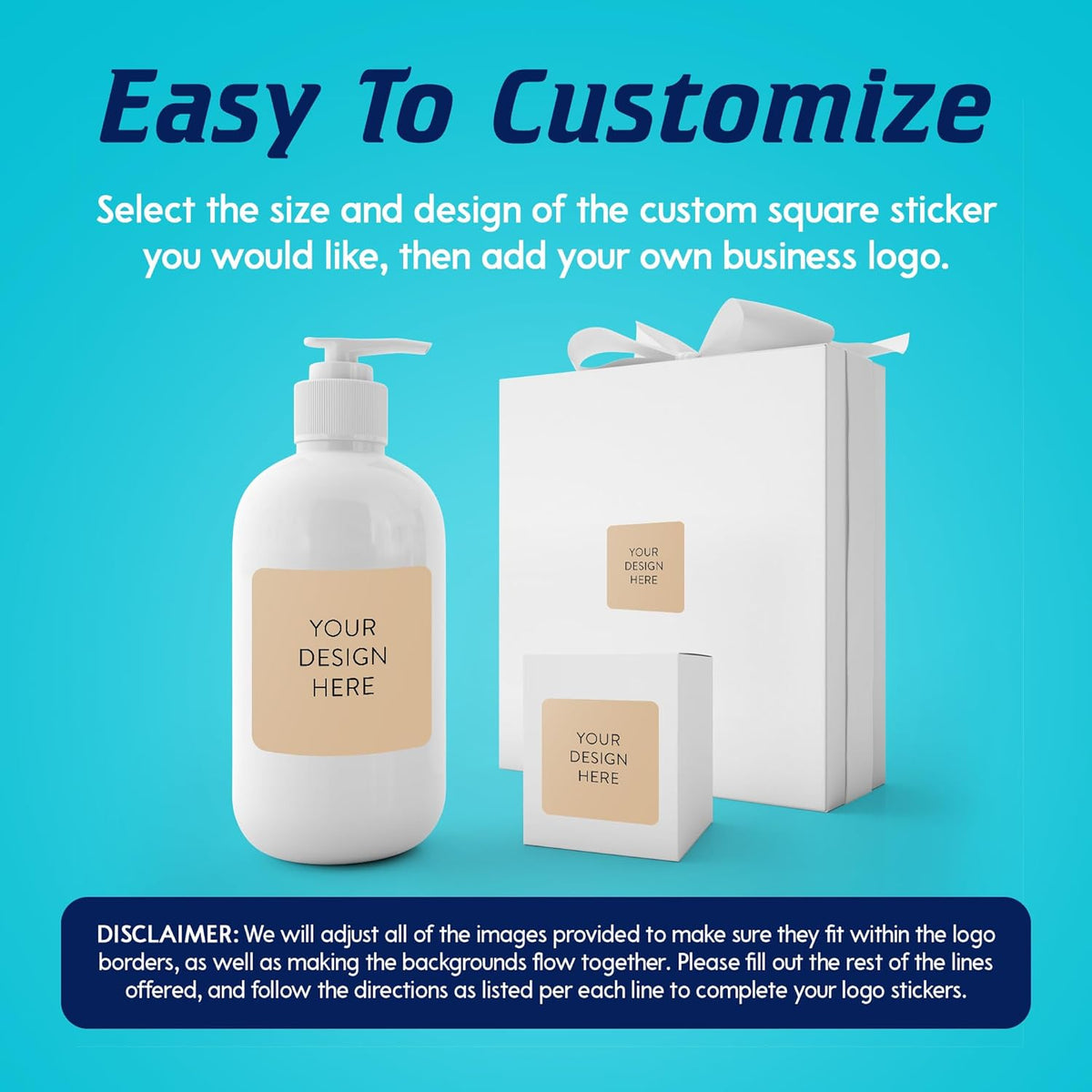 100 Custom Vinyl Stickers - Upload Your own Image, Text, Design, Logo - Personalized Logo Labels for Handmade, Packaging, Bottle, Jars, Candle, Brand Stickers (Brown, 1.5x1.5 Square)