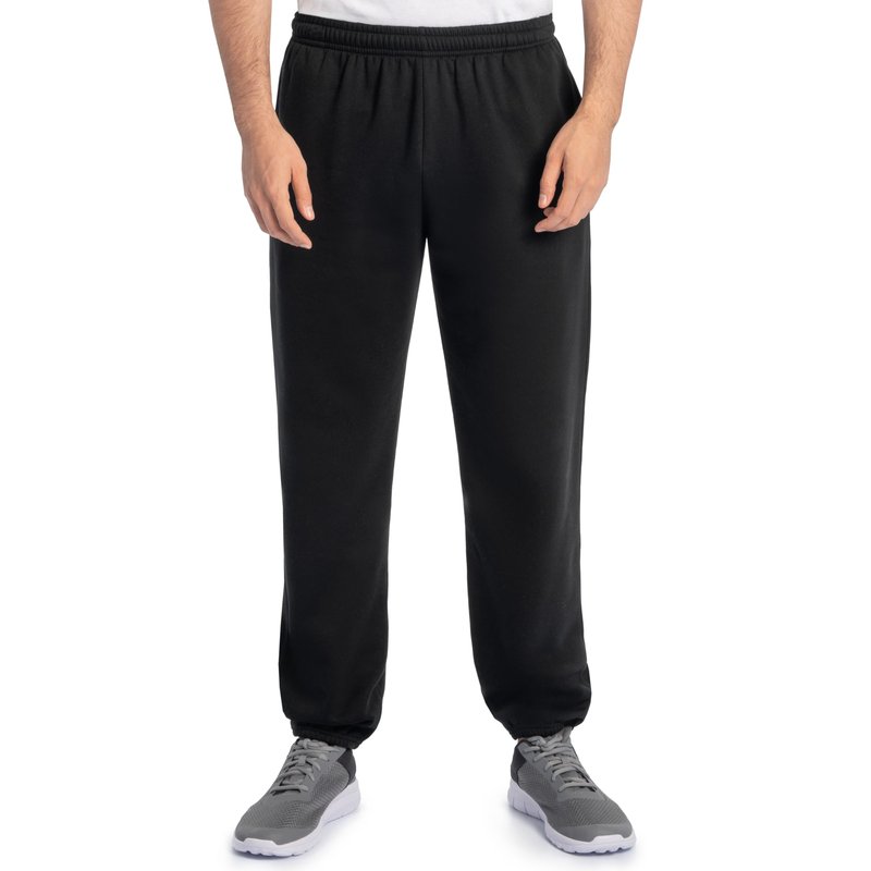 Fruit of the Loom mens Eversoft Fleece & Joggers (Regular Big Man) Sweatpants, Elastic Bottom - Black, Medium US