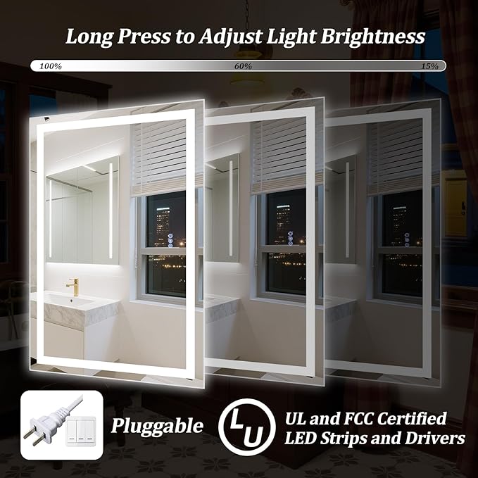 36"x24" Smart LED Bathroom Mirror