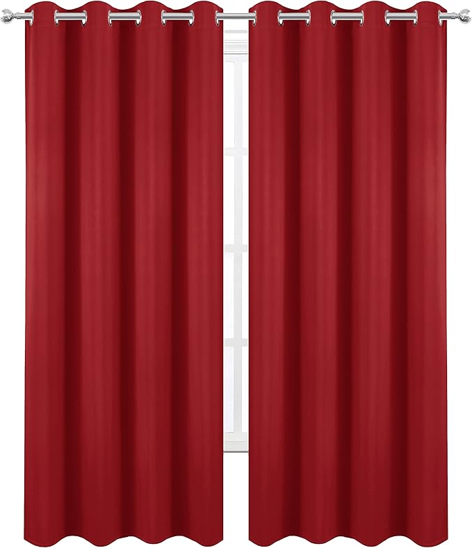 LEMOMO Blackout Curtains 52 x 95 inch/Bright Red Curtains Set of 2