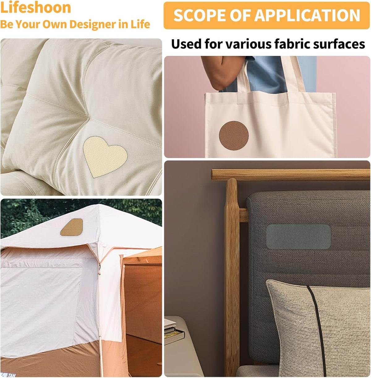 Fabric Repair Patches, Canvas Self-Adhesive Fabric Patches Tape Durable, DIY Large Canvas Repair for Sofa, Couches, Furniture, Chair, Clothing （3.5X79 Inch, Beige）