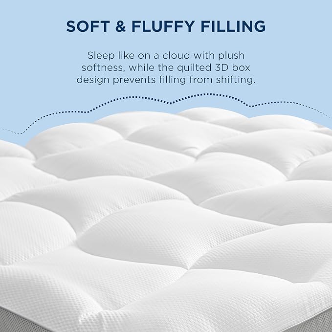 Bedsure Full Size Mattress Topper - Pillow Top Full Size Mattress Protector with 8-21 Inches Deep Pocket, 800 GSM Extra Thick Waterproof Bed Pad Fitted, Soft Bed Cover for Home, Bedroom, Hotel - White