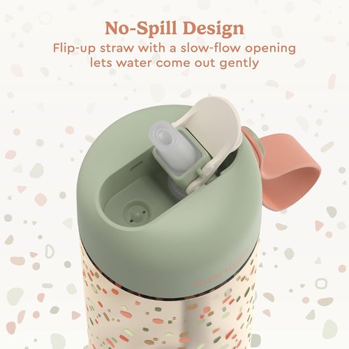 Bentgo Kids Water Bottle (Whimsy & Wonder Collection) - Leak-Proof Durable Tritan 15 oz. Cup for Kids/Toddlers 3+; Flip-Up Safe-Sip Straw for School, Sports, Daycare, Camp & More (Geo Speckle)