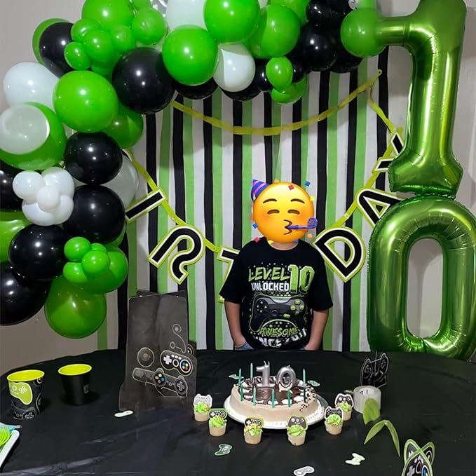 40 Inch Green Number 1 Balloon for 1st Birthday Decoration, Large Self Inflate Foil Number Balloons 0-9 for Boys Girls, Digit 1 Helium Balloons for Women Men Jungle Safari Party Anniversary Supplies