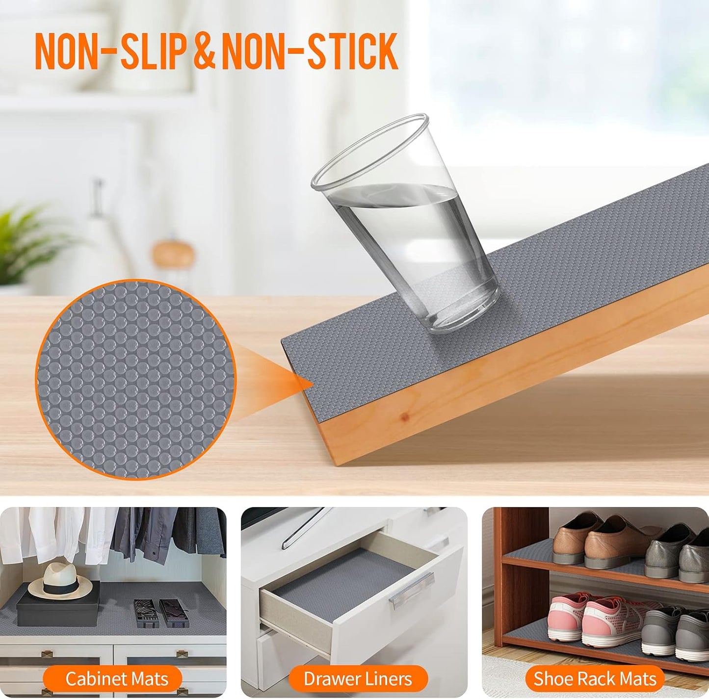 Shelf Liners for Kitchen Cabinets Non-Slip Drawer Liner Non Adhesive Cupboard Mat EVA Material Refrigerator Mats Fridge Liner Washable for Shoerack, Storage and Desks 11.8 x 393.7 Inches