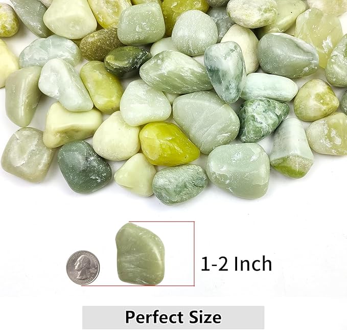 YISZM 5lbs Pebbles for Indoor Plants, 1-2 Inch Jade High Polished River Rocks Outdoor Decorative Stones Vase Filler Fish Tank Aquariums Landscaping Garden Outdoor and Indoor DIY