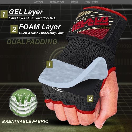Farabi Quick Wraps Gloves - Gel Padded MMA Boxing Hand Wraps for Adults | 80cm Wrist Support Pair