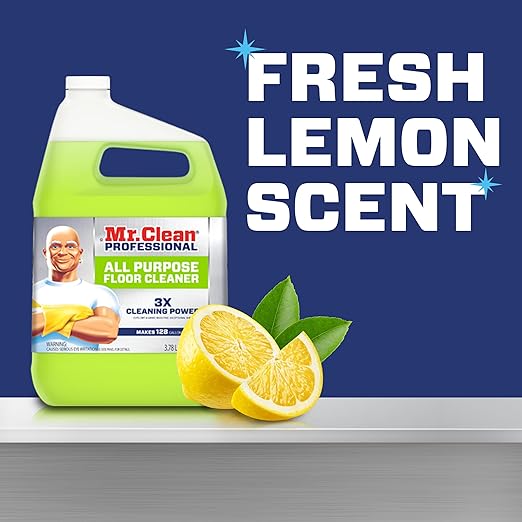 Mr. Clean Professional Bulk Liquid Concentrate Finished Floor Cleaner for Hardwood, Tile or Terrazo Floors, Commercial Use, 1 Gallon (Case of 3)