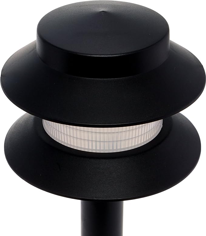 GreenLighting 35 Lumen Modern 2-Tier Low Voltage Path Light - Outdoor 2.5 Watt Landscape Light (12 Pack, Black)