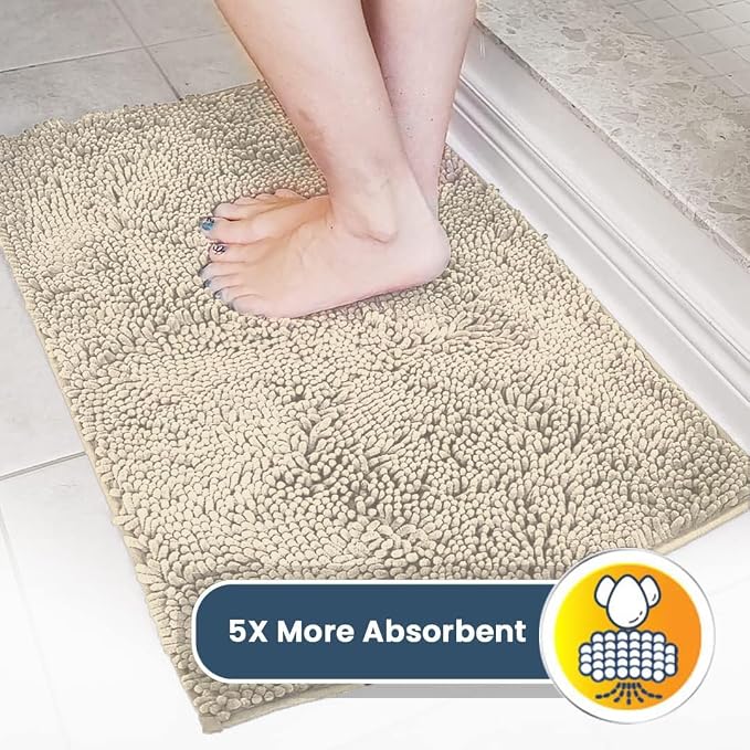 Muddy Mat® | Super Water Absorbent Door Mat Indoor, Microfiber Quick Dry Chenille Entryway Rug, Slip Resistant Front Door Mat, Indoor Mats for Entryway, Machine Washable Pet Rug, Ivory 36" x 72"
