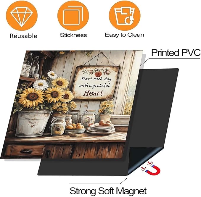 Generic Pastoral Style Sunflower Dishwasher Magnet Cover Kitchen Decor,Wood Grain Daisy Butterfly Dishwasher Sticker,Inspiring Quotes Refrigerator Panel Decals,Home Appliances Magnetic 23x26