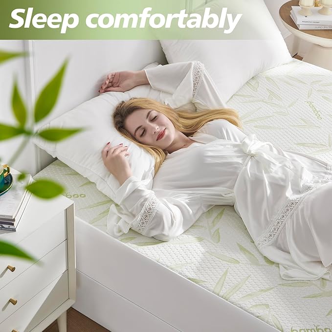 Twin XL Mattress Protector Waterproof Mattress Pad Washable Bamboo Rayon Mattress Cover Breathable Noiseless Bed Protector 5" - 21'' Elastic Fitted Deep Pocket