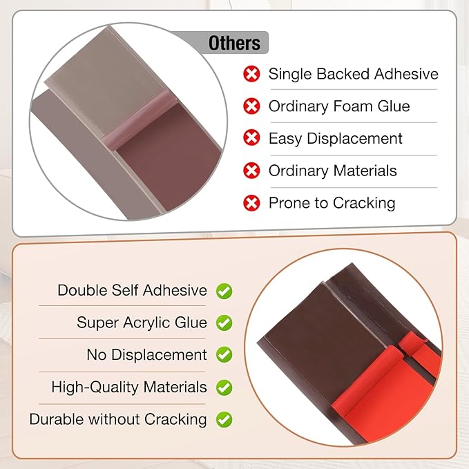 Floor Transition Strip Self Adhesive Vinyl Door Threshold for Doorways Carpet Edging Trim Overlap Edge Reducer for Laminate Floor, Carpet, Tile (Deep Brown Wood Grain, 1/5" to 2/5", 10Ft)