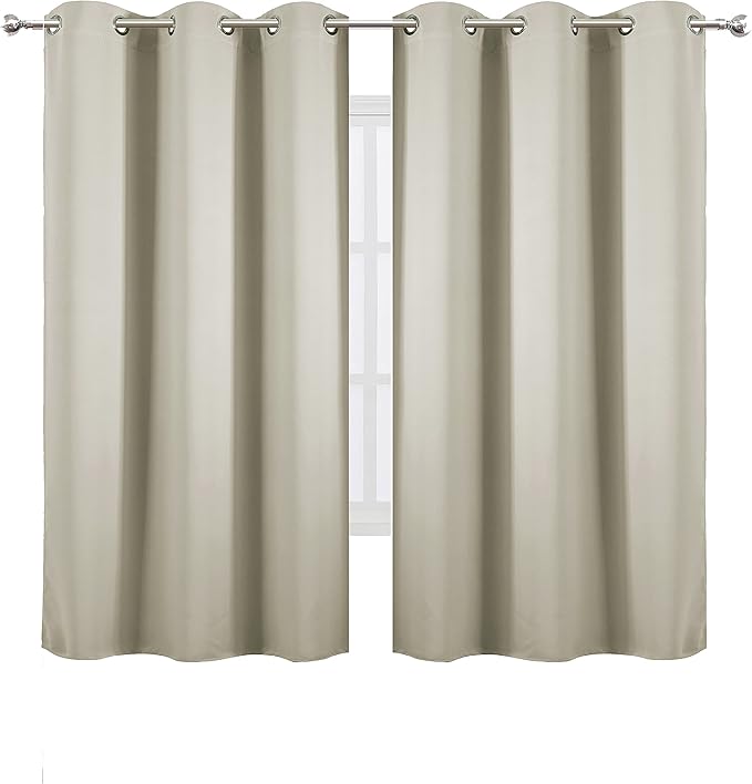 LEMOMO Light Beige Blackout Curtains 40 x 63 Inch Length/Set of 2 Curtain